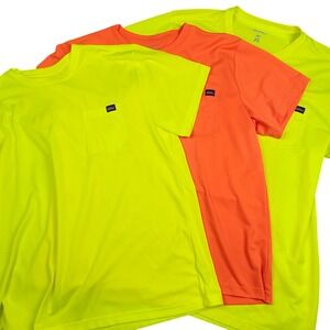 Dickies Neon Yellow Orange High Visibility Pocket T Shirt Mens 2XL and 2XLT‎